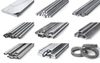 Rolled metal products. Steel profiles and tubes. 3d illustration