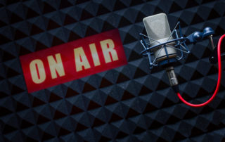 professional microphone in radio studios